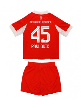 Billige Bayern Munich Aleksandar Pavlovic #45 Hjemmedraktsett Barn 2025-26 Kortermet (+ Korte bukser)